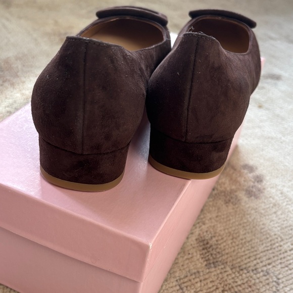 ANN MASHBURN Buckle Shoe Dark Brown Suede Heels - Picture 5 of 13